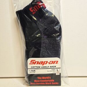 NIB, Snap-on Black/Gray Cotton Ankle Socks, Large